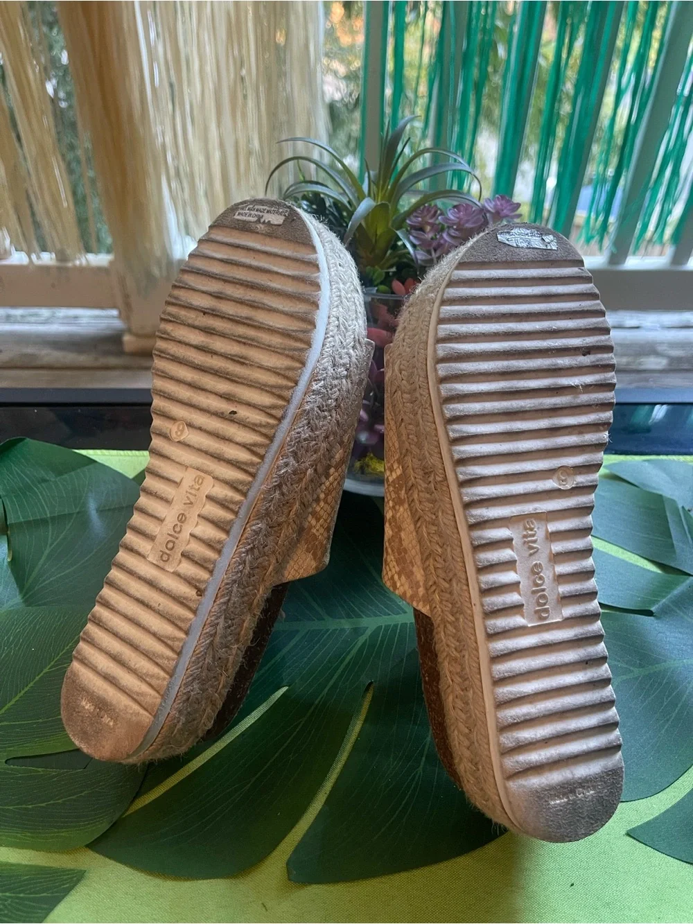 Woven Platform Slide Sandals in Metallic Nude